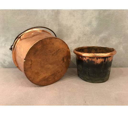 Period copper glue pot 18 th with bath bath