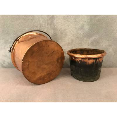 Period copper glue pot 18 th with bath bath