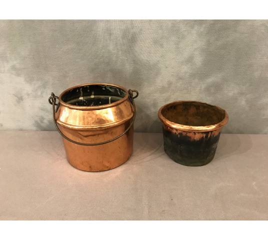 Period copper glue pot 18 th with bath bath