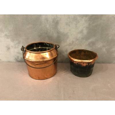 Period copper glue pot 18 th with bath bath