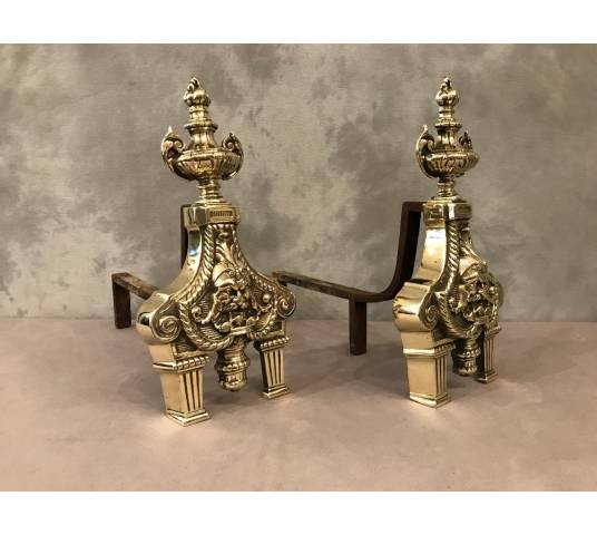 Pair of stage bronze channels 19 th of Louis XVI style