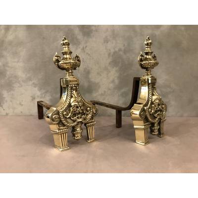 Pair of stage bronze channels 19 th of Louis XVI style