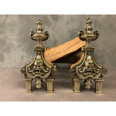 Pair of stage bronze channels 19 th of Louis XVI style