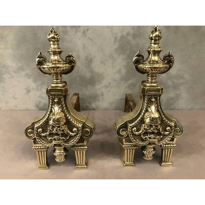 Pair of stage bronze channels 19 th of Louis XVI style