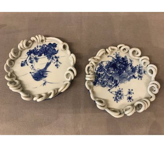 Pair of Below Japanese Porcelain Cards 19 th