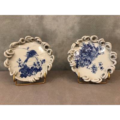 Paire de dessous de cartes en porcelaine japonaise d'époque 19 ème