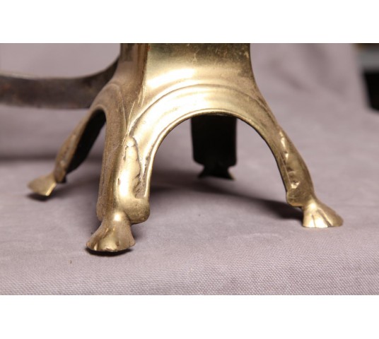 Paire de chenets d'époque Louis XIV 17 ème double ferrures
